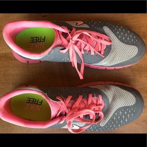 Women’s Nike Free Sneakers- Size 12. Pink/Grey
